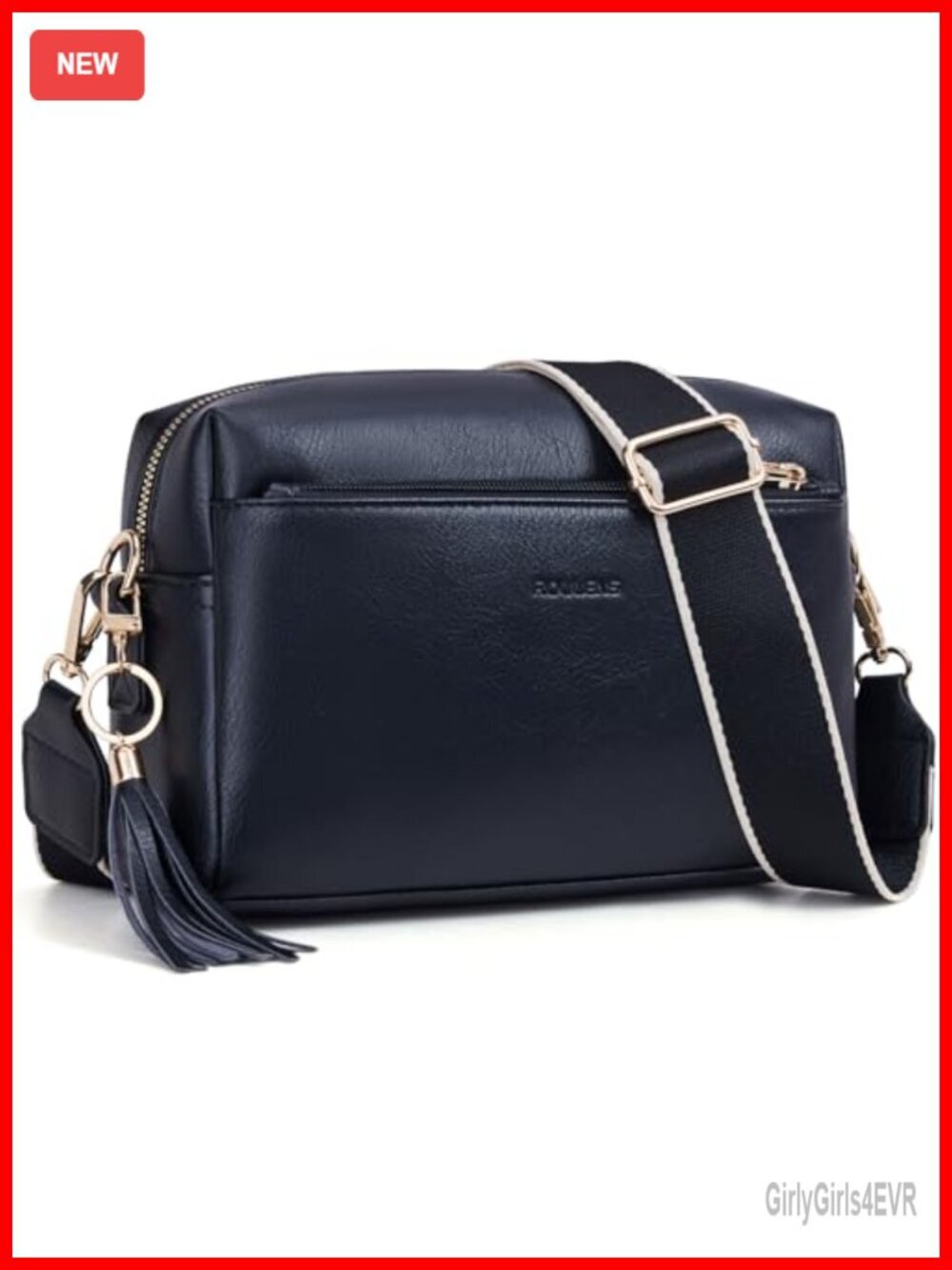 Triple Zip Small Crossbody Bag Vegan PU Leather Cell Phone Purse